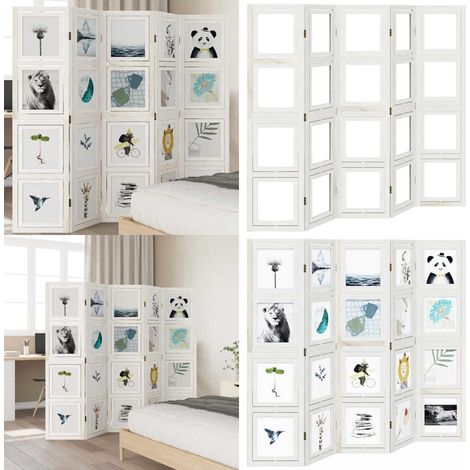 Cloison de séparation 5 panneaux blanc bois de paulownia massif - Séparateur De Pièce - Écran D'intimité - Cloison Pliable - Décoration Murale - Meuble Design - Home & Living (1/5)