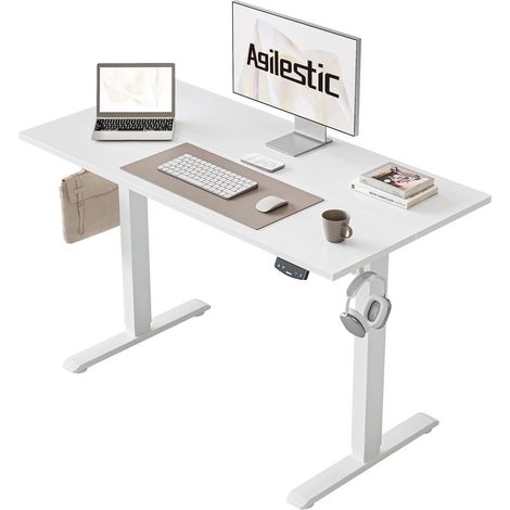 Elektrischer Steh-Sitz Schreibtisch 100x60cm Weiß mit Memory-Funktion (1/5)