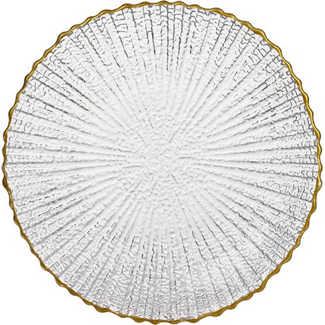 Piatto in vetro Vera con bordo dorato, 15 cm