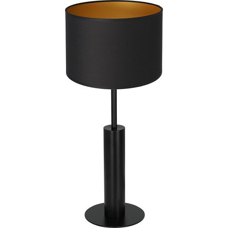 Lampe de table métal noir abat-jour noir/or 58 cm E27 Luminex