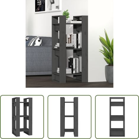 Armoire décorative - Bibliothèque/Séparateur de pièce Gris 41x35x91 cm Pin solide (1/5)