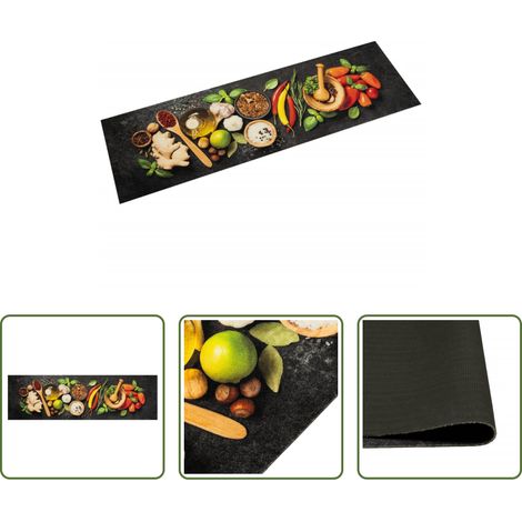 vidaXL Samt - Küchenteppich Waschbar Gewürze 45x150 cm Samt (1/5)