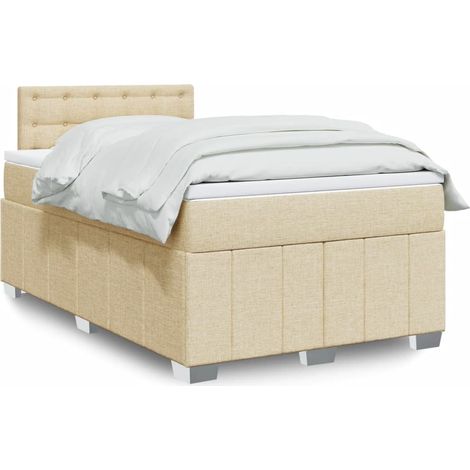 Boxspringbett mit Matratze Creme 120x200 cm Stoff (1/5)