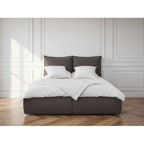 BOBOCHIC - Lit coffre GARANCE avec tête de lit effet oreiller 180x200 Gris foncé (1/5)