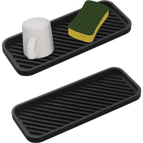 Tapis Égouttoir En Silicone - Pour Éponges Savons Brosse De Cuisine - Résistant À La Chaleur Jusqu'à 230 °C - Antidérapant Et Rapide Séchage - Lot De 2 (1/5)