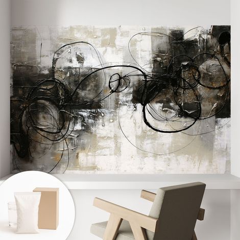 Papier peint intissé pour salon chambre à coucher peint imprimé pour mur - Colle incluse gratuite Tourbillon abstrait 104x70 cm (1/5)
