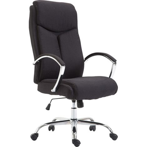Fauteuil de bureau XL mécanisme d'inclinaison pivotant en tissu noir et métal chromé 100002710