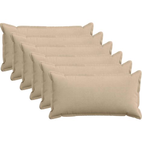 Housse de coussin 6 pc HOUTEN Taupe 40 x 80 cm velours côtelé – meuble de rangement