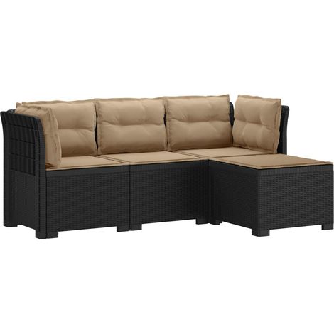 Canapé de Jardin Modulable 4 Places en Polypropylène Aspect Rotin avec Coussins Anthracite, 41.69kg - PANGIVO (1/5)