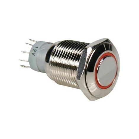 Bouton-poussoir métallique rond spdt 1no 1nc - anneau orange