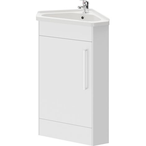 Alexander James Gloss White 580mm Corner Vanity Unit and Basin with 1 Tap Hole (1/5)