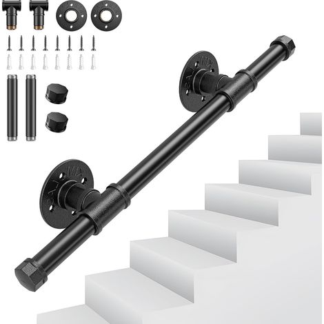 Main Courante pour Escalier, Couleeur Rampe Escalier Intérieur Exterieur Galvanisation Industrielle Antidérapante Poignée Rambarde de Sécurité Support Banister Pour Sécurité Balcon Couloir (0.5M) (1/5)