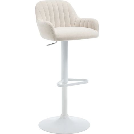 Sgabello da bar in tessuto e metallo bianco Altezza regolabile Crema - ELEANA (1/5)