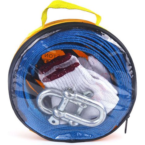 Fune di traino, 5 m, 8 tonnellate, cinghia di traino in nylon con guanti antiscivolo e gancio a U per il traino di auto, veicoli fuoristrada, barche, camion leggeri