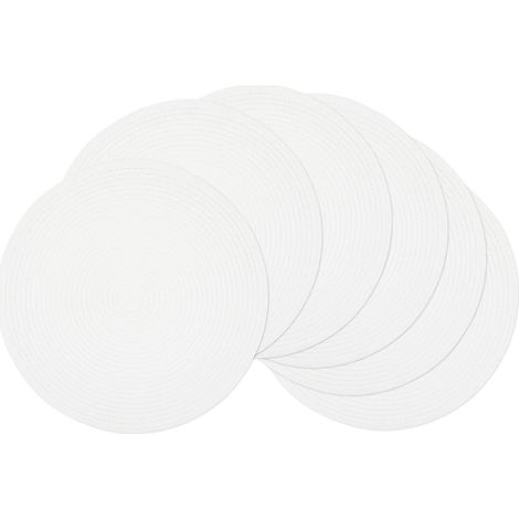Set di 6 tovagliette rotonde intrecciate per tavoli da pranzo, tovaglietta lavabile da 15 pollici (bianco, 6) (1/3)