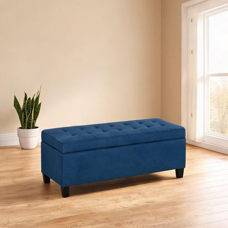 Pouf coloris bleu en polyester Eukalyptusholz 125 x 49 x 41,5 cm (1/5)