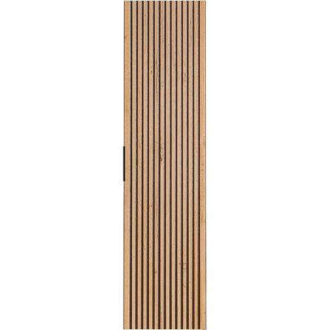 Colonne de salle de bain suspendue - Naturel clair et noir - H140 cm - MADELA