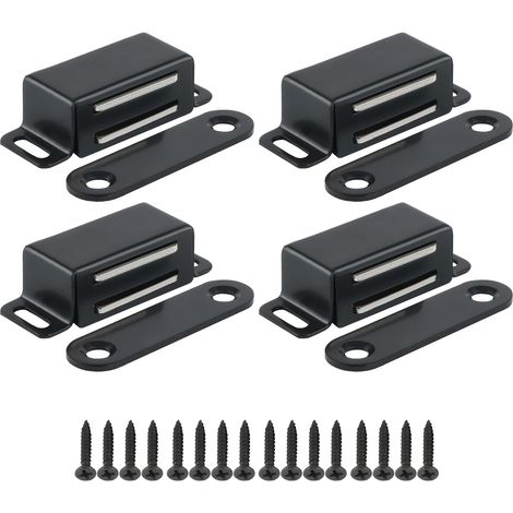 Chiusura magnetica per ante di mobili da cucina, 4 pezzi da 4,5 cm, chiusura magnetica per ante, chiusura per mobili per cassetti e armadi, acciaio inossidabile, nero (1/5)