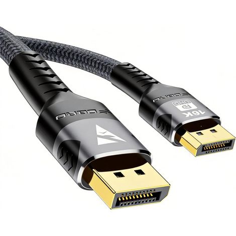 DisplayPort 2.1 Cable, 80Gbps 16K@60Hz, 2M DP to DP Cable for 16K 8K Monitors, Gaming PCs, Graphics Cards, High-Refresh Rate Screens, Braided Nylon Jacket and Aluminum Connectors (1/5)
