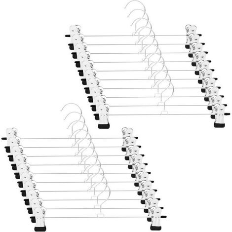Cintres pour pantalons - - Lot de 20 pièces - 30 cm - Métal avec clips antidérapants réglables (1/5)
