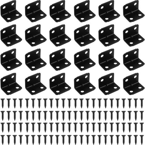 24 Pièces Equerre Metal, Noir 23×23×30 mm Equerre Fixation avec 96 Vis (1/5)