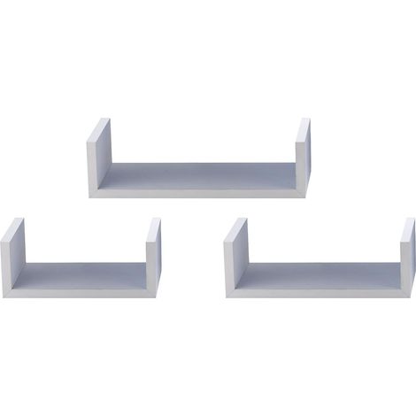 King Home SET 3 PZ(cm 10x25x13 + 10x35x13 + 10x45x13) MENSOLA A "U" IN MDF BIANCO CARTONE DA 8 PEZZI (1/4)