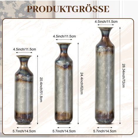 Set di 3 vasi da pavimento in metallo, stile vintage, 51,8/62/72 cm, non impermeabili DESVIAE (1/3)