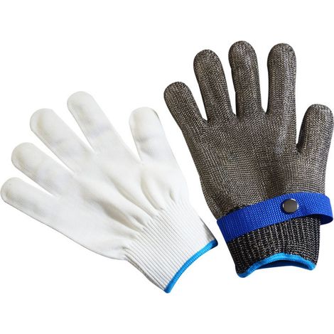 Gants Anti-coupure - Maille Acier Inoxydable - Protection Main Cuisine Poisson Boucherie - Taille Unique - Par Paire (1/5)