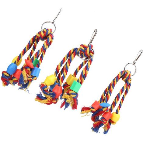 Jouet à Mâcher pour Oiseaux, avec Corde en Coton Doux et Perles en Plastique, pour Petits Perroquets Grimpants, Balançoire (1/4)