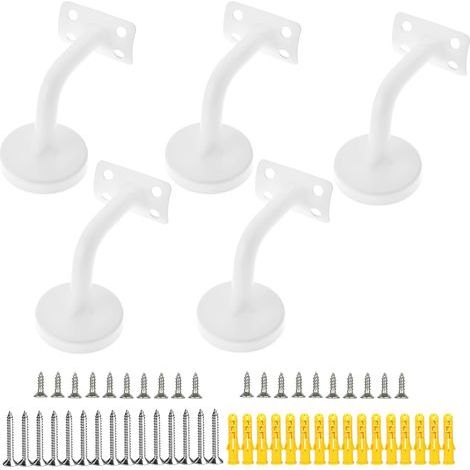 Support de Main Courante,5PCS Acier Inoxydable Supports de Rampe Main Courante Supports Muraux,Utilisé pour le Support d'escalier de Main Courante d'escalier (Blanc) (1/5)