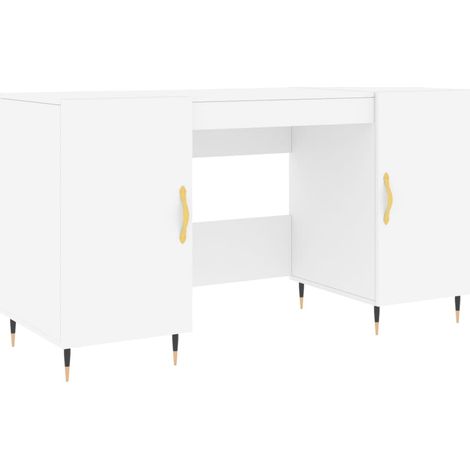 Bureau table poste de travail meuble d'ordinateur informatique étude 140 x 50 x 75 cm bois d'ingénierie blanc