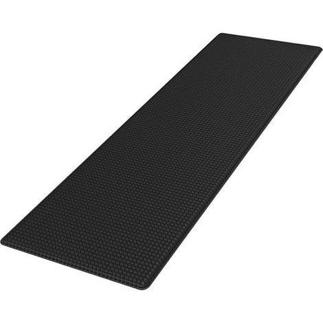 Tapis de cuisine en cuir résistant, 150 x 45 cm, noir, en similicuir, imperméable, idéal pour le salon et le bureau. Antidérapant, lavable et confortable. (1/5)