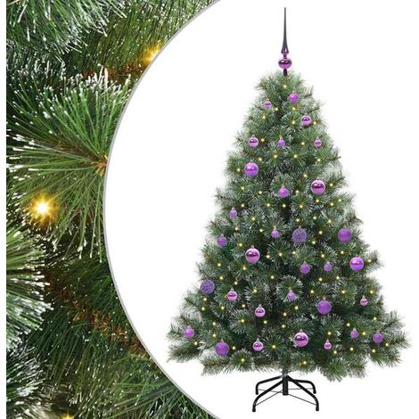 Sapin de Noël artificiel avec 150 lumières LED, vert, 150 cm, en PE et PVC. (1/5)