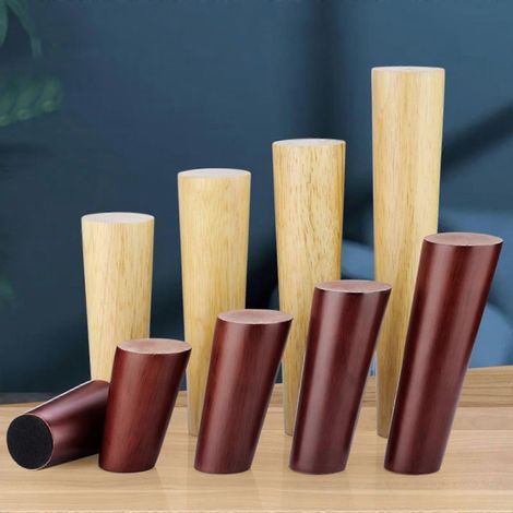 Pieds de meubles en noyer rouge de 6 cm, pieds de table de style médiéval, avec supports robustes, lot de 4 (1/5)