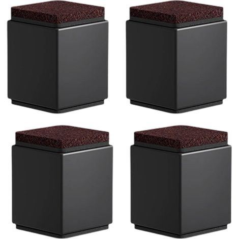 Rehausseur De Meubles - Acier Au Carbone - 50 Mm - Carré Noir - Pour Lits Canapés Armoires - Lot De 4 (1/5)