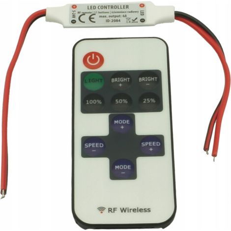 Mini regulador de intensidad LED RF de 72 W + control remoto para tiras LED con cable