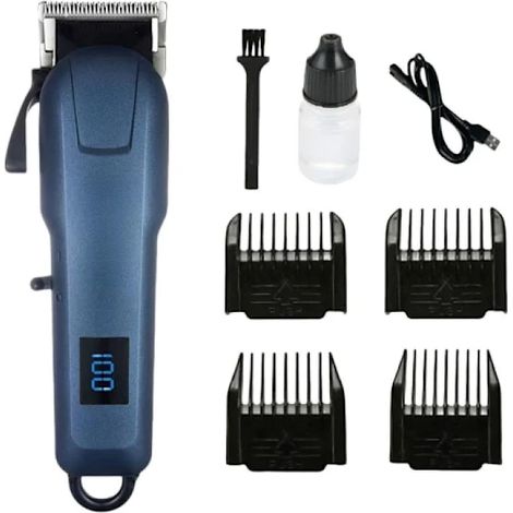 Tondeuse électrique professionnelle pour poils d'animaux, de couleur bleue, pour la coupe et l'entretien réguliers à domicile.-AquaForge