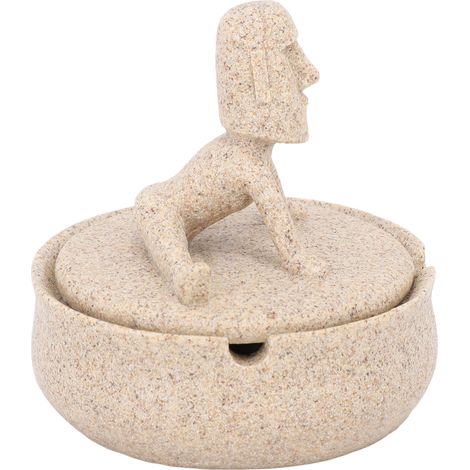 Moai-Aschenbecher aus Kunstharz mit Osterinsel-Moai-Motiv, dekorativ, mit Deckel, Tischdekoration für Zuhause (1/5)