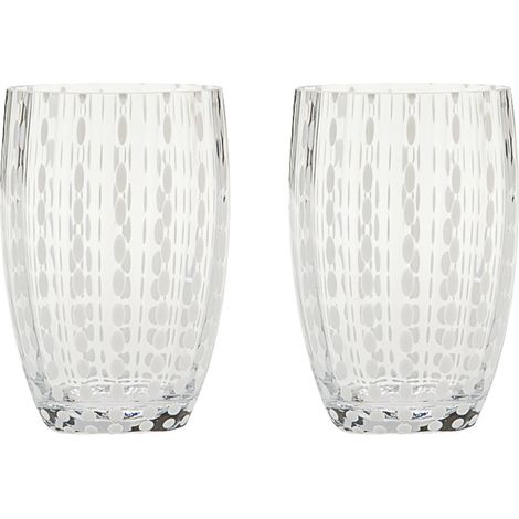 Zafferano Perle Bicchiere Trasparente - Vetro Colorato Soffiato a Bocca, 32 cl, Lavorato a Mano - Set da 2 Tumblers Artigianali per Acqua o Cocktail