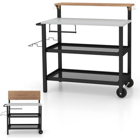 Carrello bar con piano ribaltabile per sacchetto della spazzatura Nero (1/3)