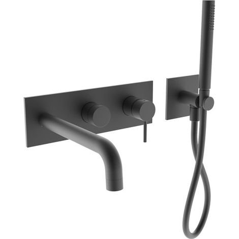 Mitigeur Facade De Douche 2 Sorties Avec Douchette Picche Blackmat - CRISTINA ONDYNA PH10213