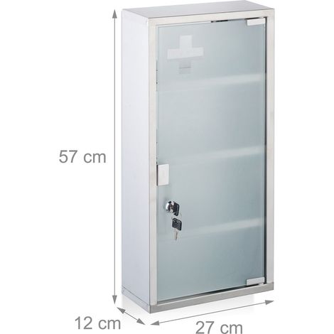 Armoire murale moderne salle de bain 4 compartiments rangements sécurisés en verre blanc (1/5)