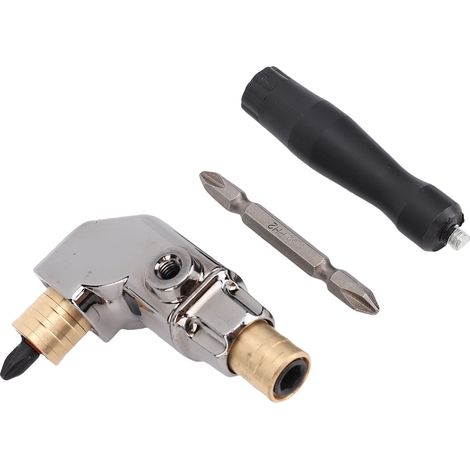 Kit d'adaptateur de perceuse à angle droit, corps tout métal, renvoi d'angle 90° pour embout, poignée Cr V pour visseuse à chocs (1/5)