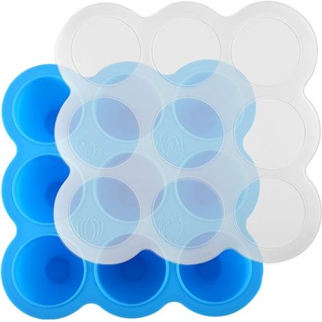 9 compartiments bavette en silicone pour bébé avec couvercle bac à glace pour lait maternel récipient de conservation de purée congélateur (1/5)