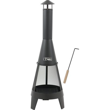 BBQ-Toro Terrassenofen mit Funkenschutz, Feuerrost und Schürhaken, 35,5 x 35 x 112 cm, Gartenkamin (1/5)