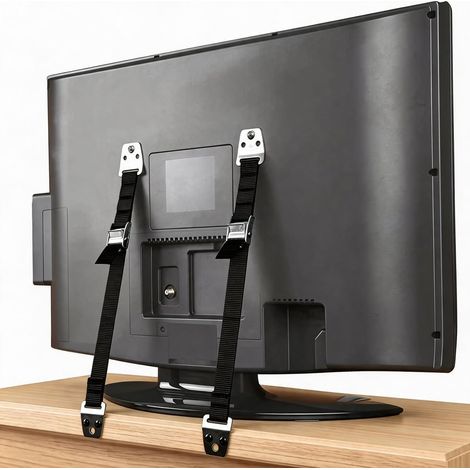 Correas de seguridad antivuelco para muebles y televisores (paquete de 2): adecuadas para fijar televisores de pantalla plana, mesas y armarios a paredes o muebles. (1/5)