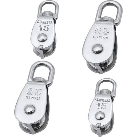 Poulie Simple Pivotante Inox M15 Et M25 - Capacité De Chargement 35 Kg Et 150 Kg - Pour Câble Acier Nylon Ou Fibre - Lot De 4 (1/5)