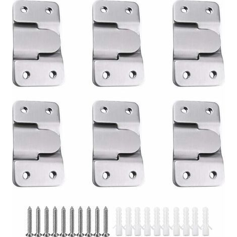 6 Paires [12 pack] Support de Montage Dissimulé Embarqué Interverrouillage Pendaison Boucle Quincaillerie Murale en Acier Inoxydable pour Accrocher la Photo Miroir Cadre Dosseret Meubles (1/5)