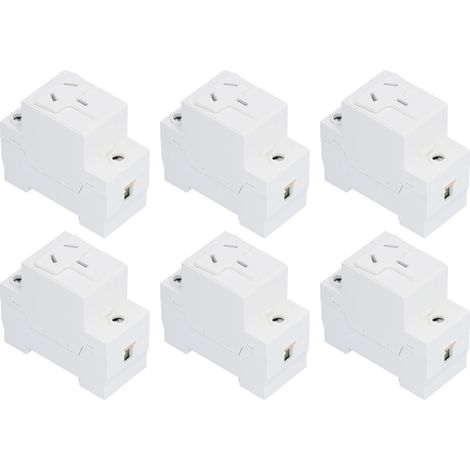 Lot de 6 prises de courant BERM avec disjoncteur modulaire, montage sur rail DIN, pour équipements électriques 250 V 10-16 A (1/5)