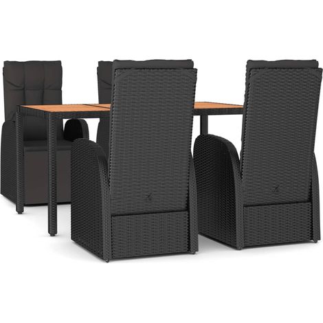 Maison Exclusive - 5-tlg. Garten-Essgruppe Schwarz Poly Rattan &